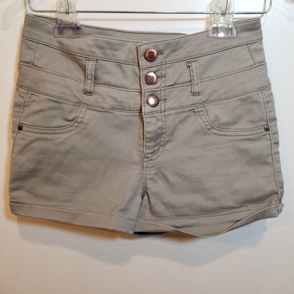REFUGE Beige Women's Tan High Waist Button Fly Zip Shorts Size 0